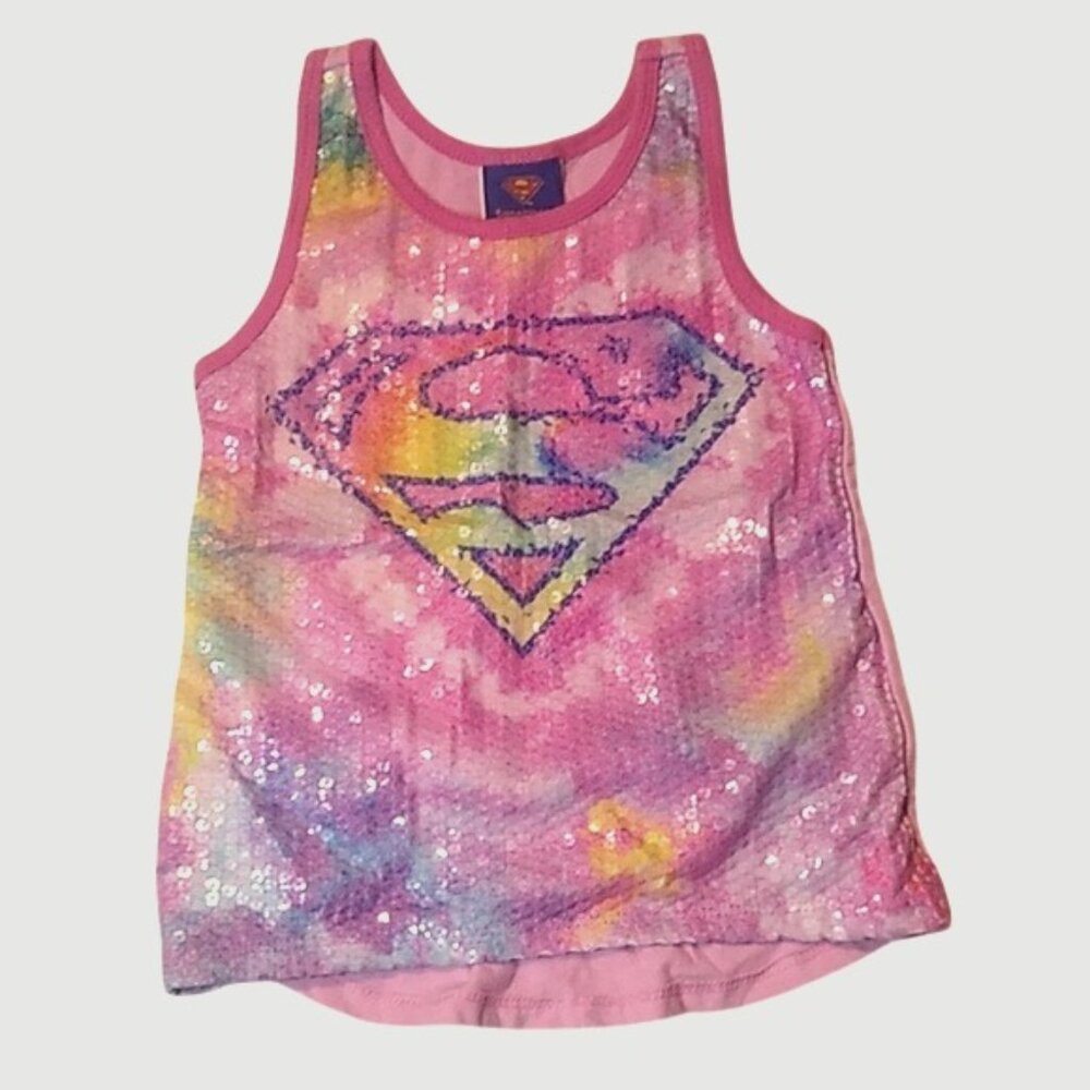 SUPERMAN DC COMICS, SEQUINED TANK TOP, COLOR: MULTICOLOR, SIZE:(XS 4-5)